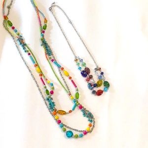 Colorful 2 tiered and 3 tired necklaces